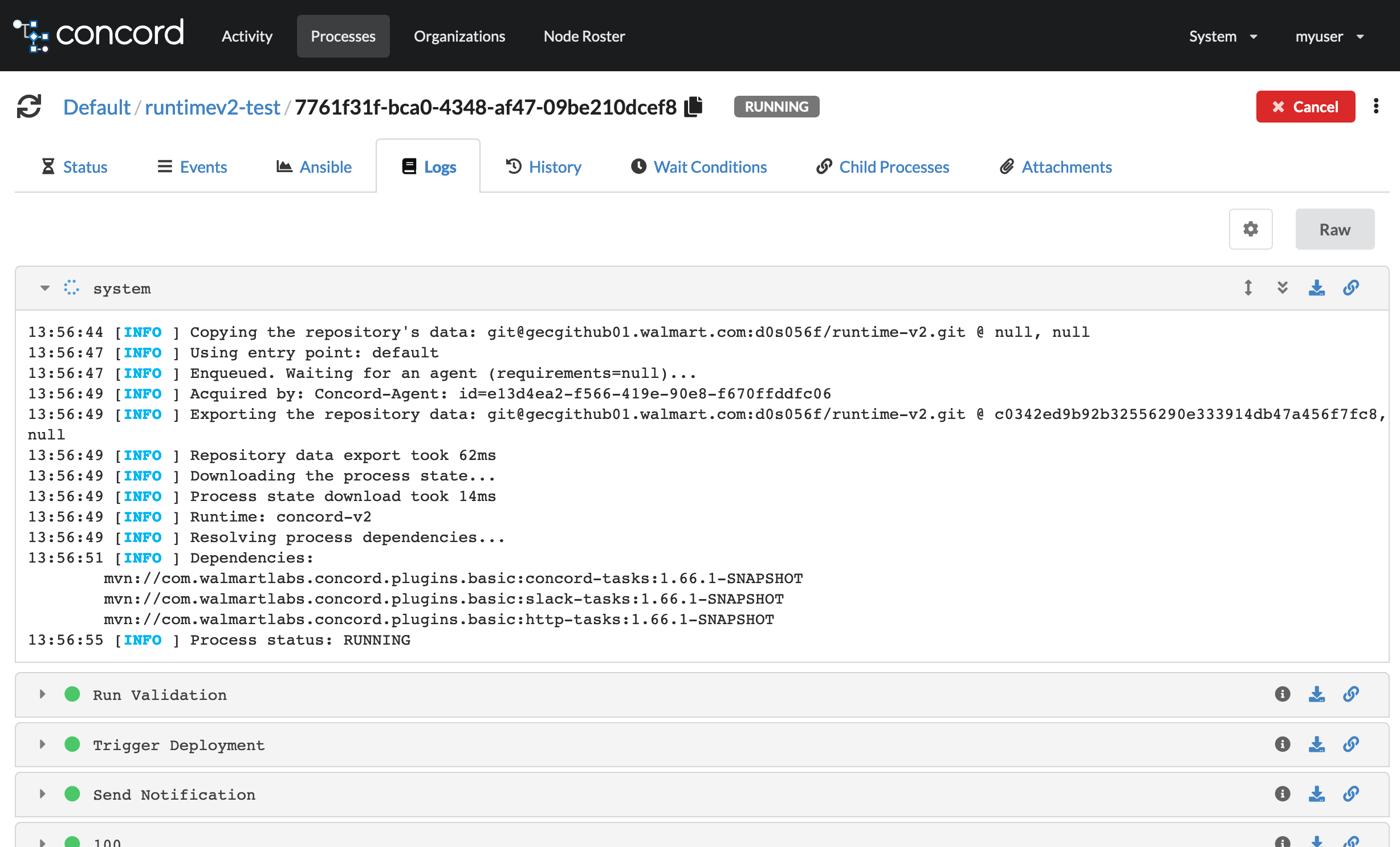 log view with segments